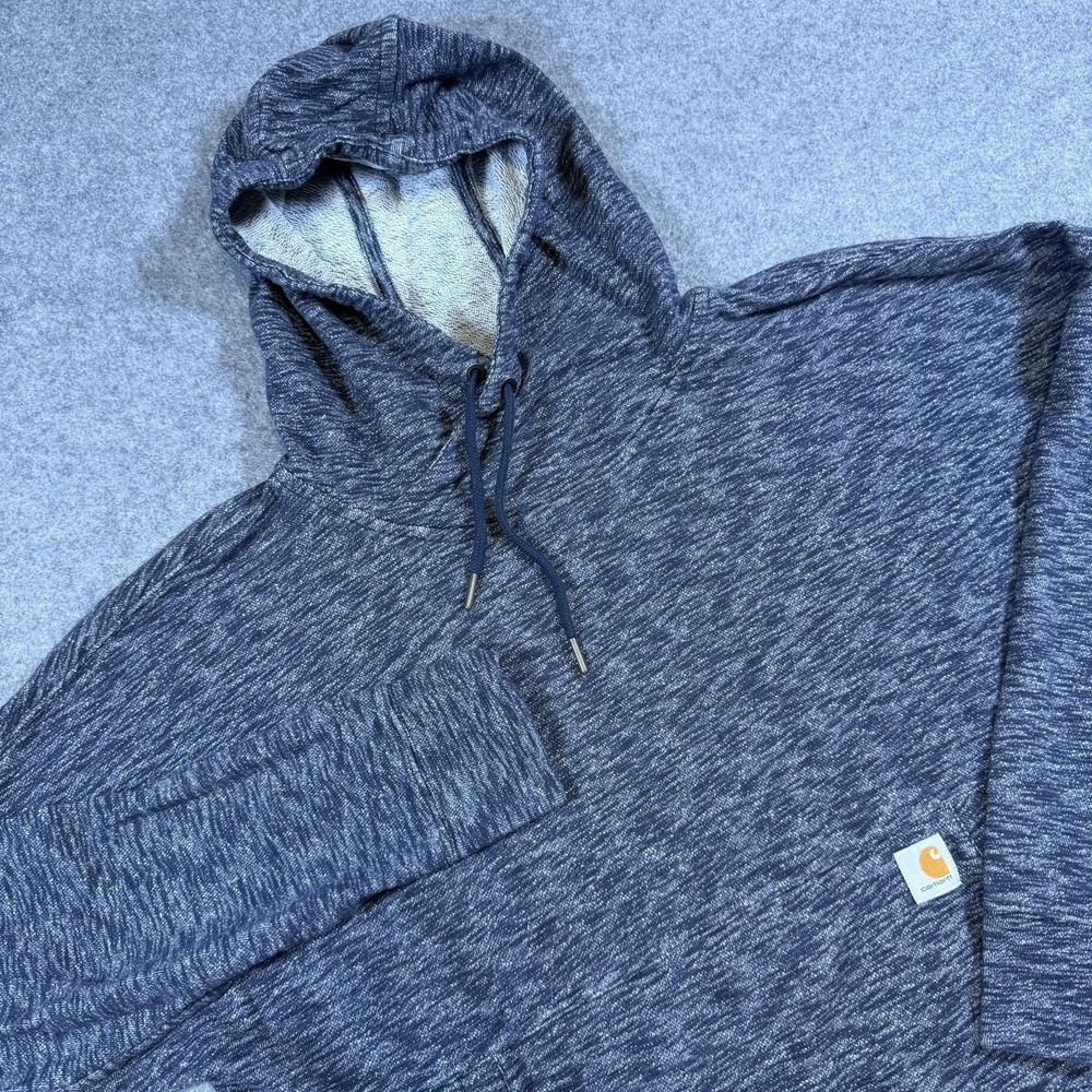 Carhartt Hoodie Womens XL 16/18 Blue Heather Relaxed Fit Pullover Jersey Knit